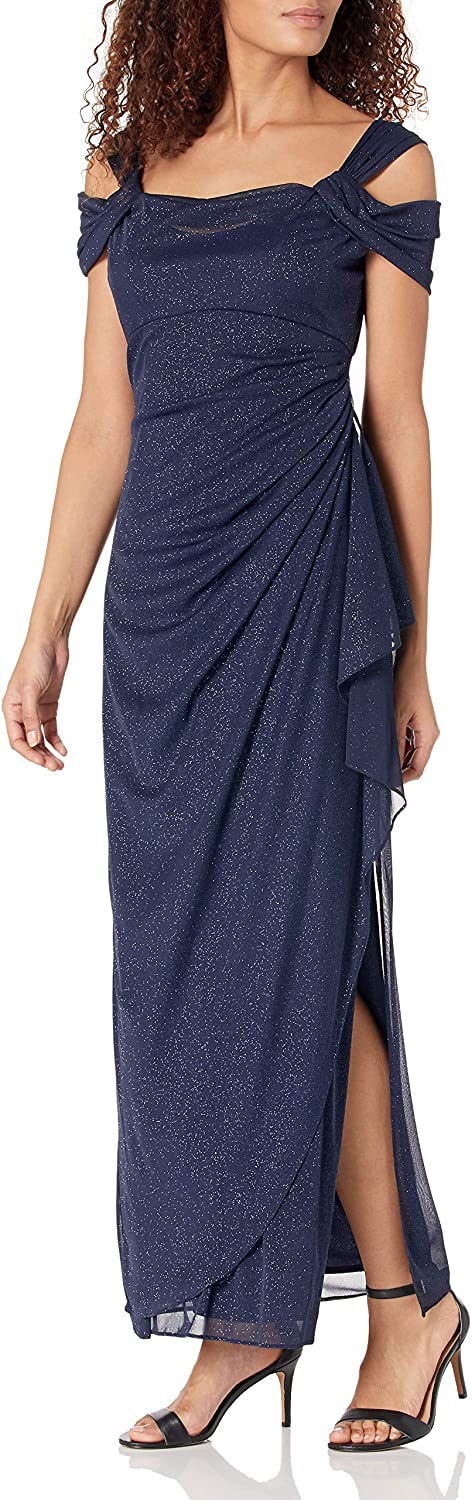 Women's Long Cold Shoulder Dress (Petite and Regular Sizes)
