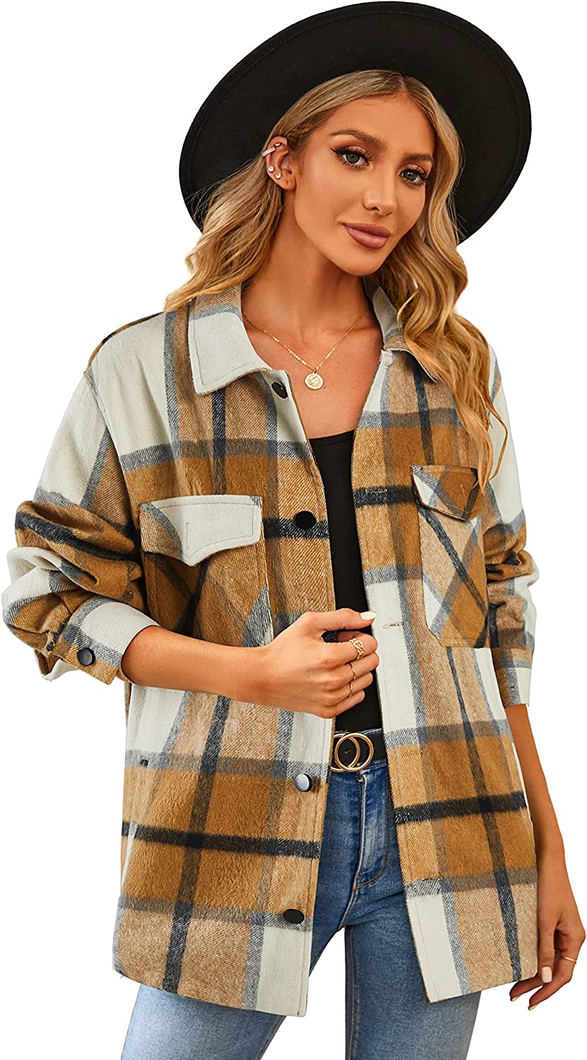 Rilista Womens Corduroy Button Down Shirts Boyfriend Long Sleeve Oversized Blouses Tops