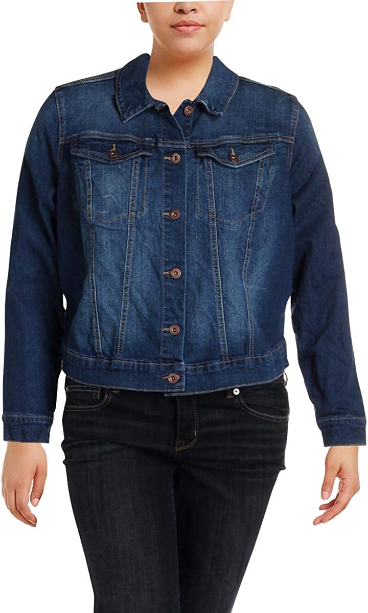 Jessica Simpson Women's Plus Size Pixie Classic Feminine Fit Crop Jean Jacket