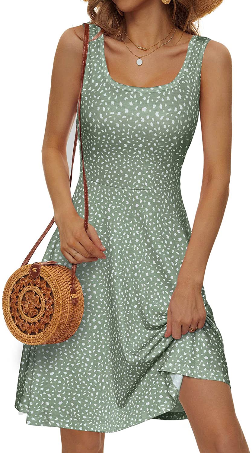 Women's Sleeveless Midi Dress Casual Flared Tank Dress