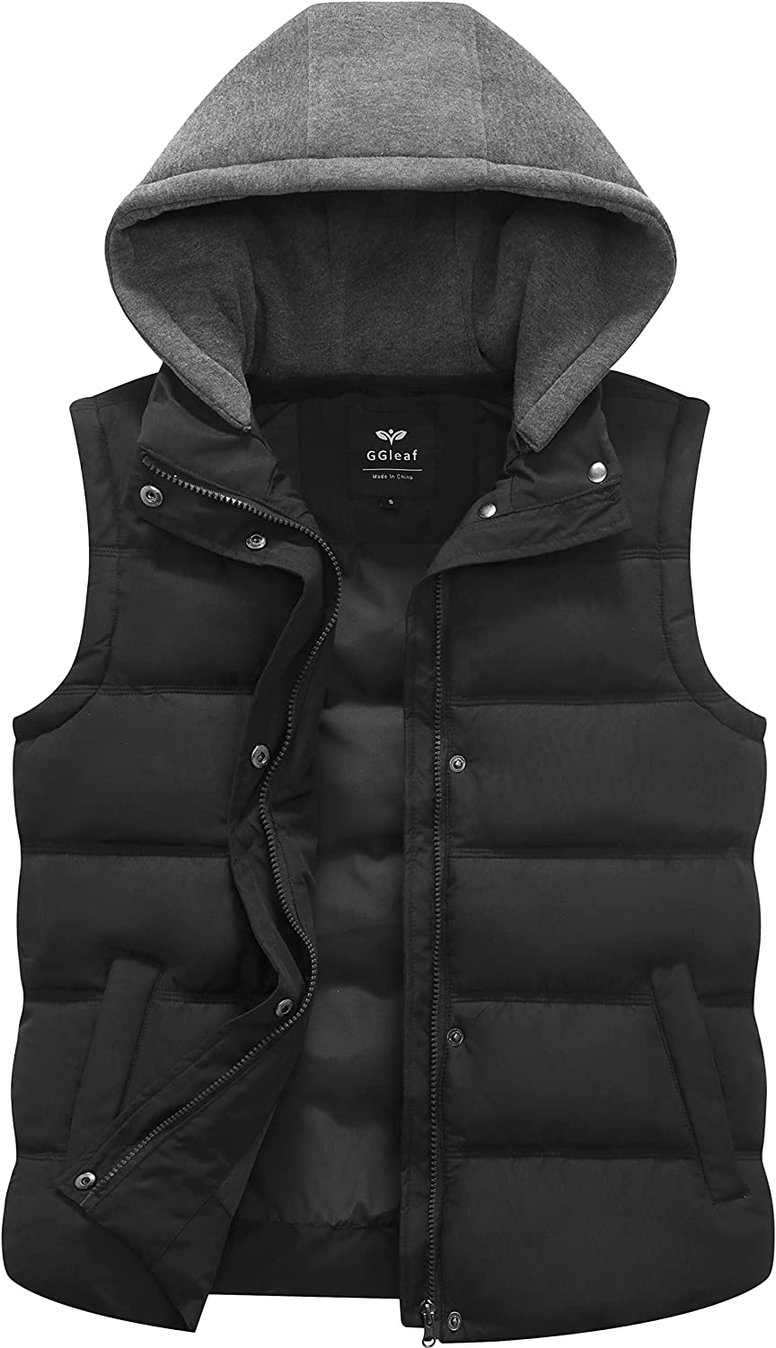 GGleaf Women's Warm Winter Hooded Vest Padded Puffer Vest Outerwear Sleeveless Vest