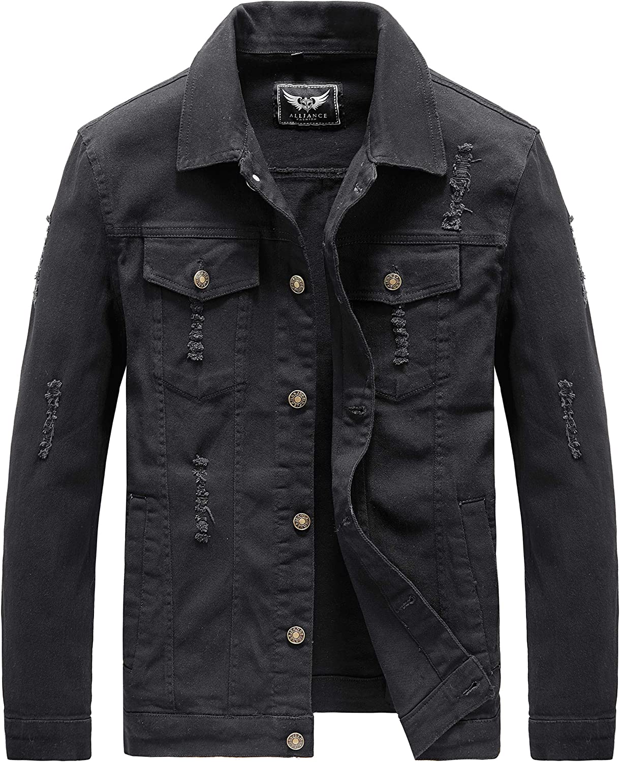 Heihuohua Men's Button-Down Denim Jacket Classic Trucker Jean Jacket