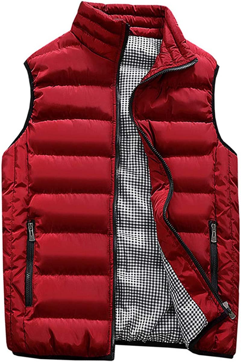 Feiairuike Men's Outdoor Casual Stand Collar Outwear Padded Vest Coats