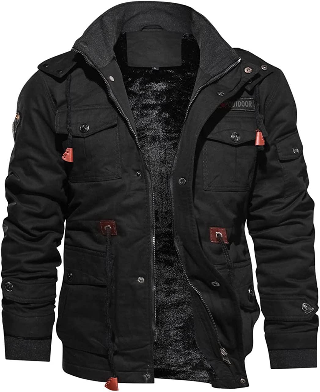 TACVASEN Men's Jacket-Casual Winter Cotton Military Jacket Thicken Hooded Cargo Coat
