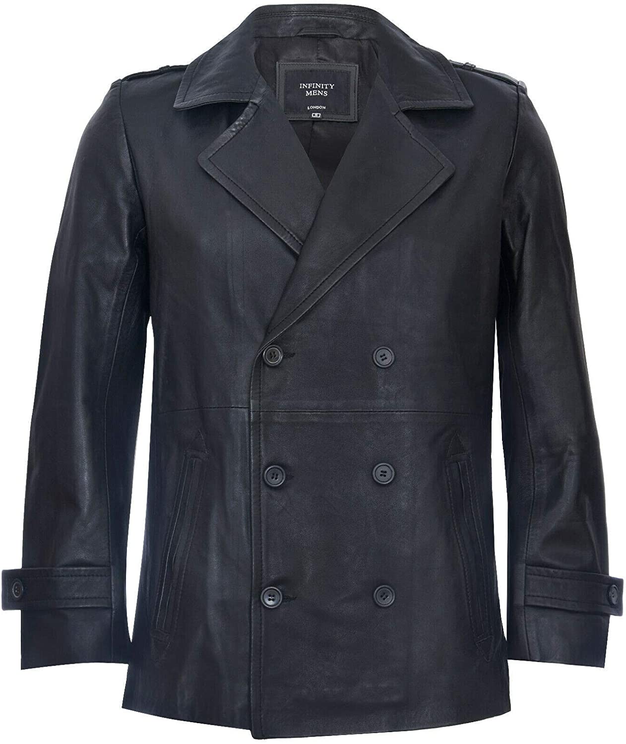 Men's Pea Coat Leather Jacket Dr Who German Naval