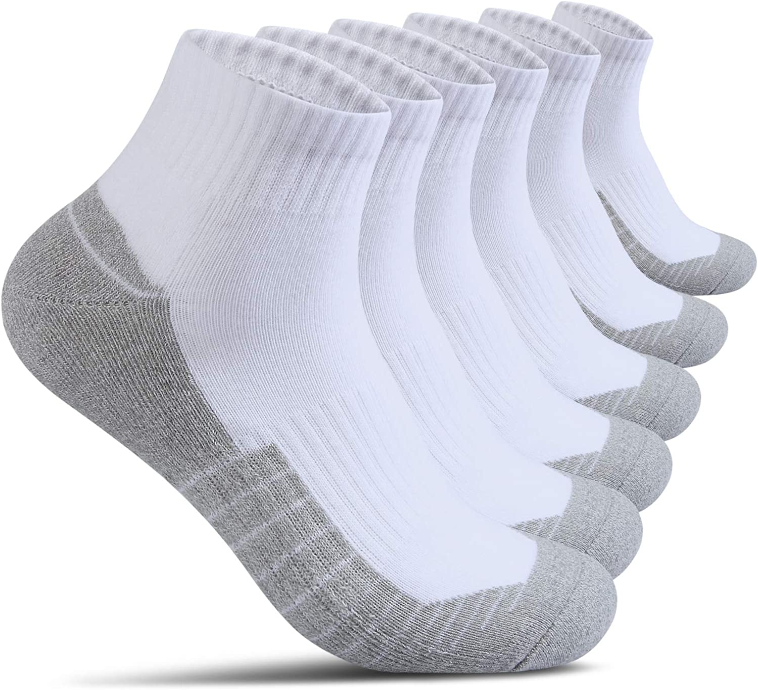 Cotton Socks for Men Low Cut, Max Cushion Thick Athletic Ankle Mens Sock for Hiking Running Sport Work 6 Pack