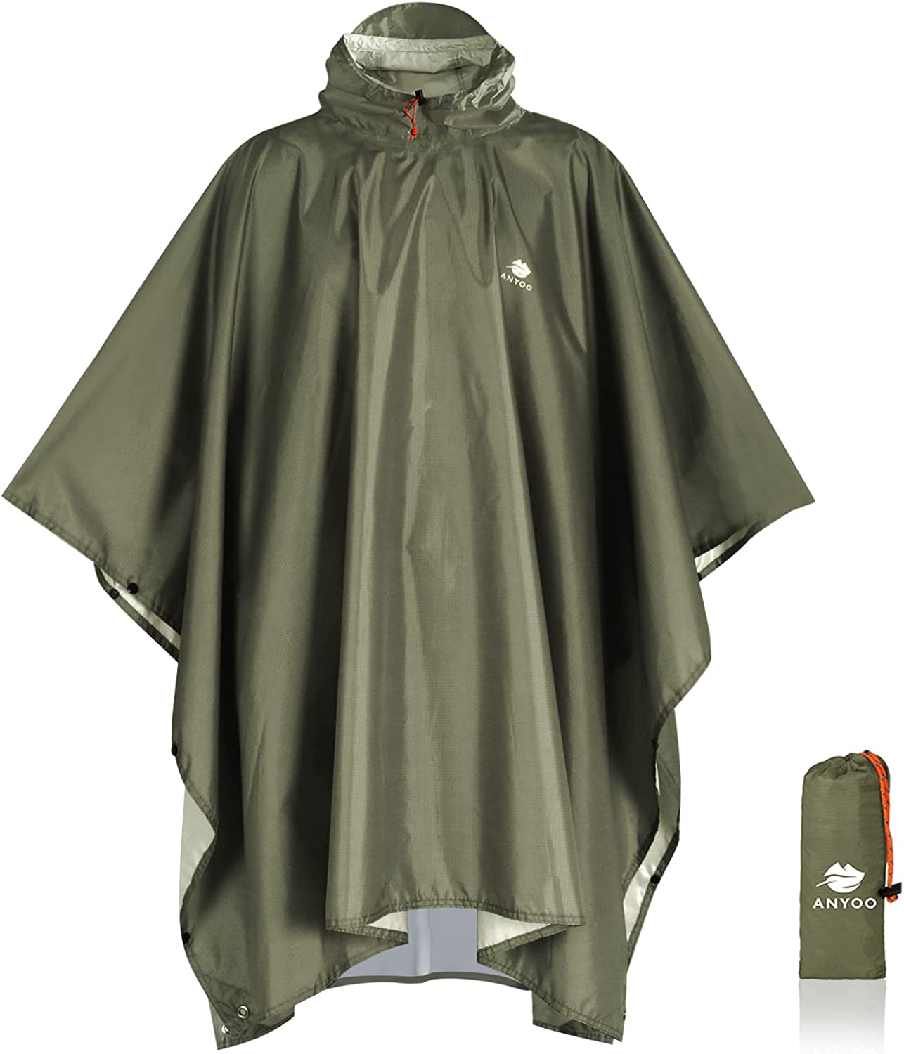 Anyoo Waterproof Rain Poncho Lightweight Reusable Hiking Hooded Coat Jacket for Outdoor Activities