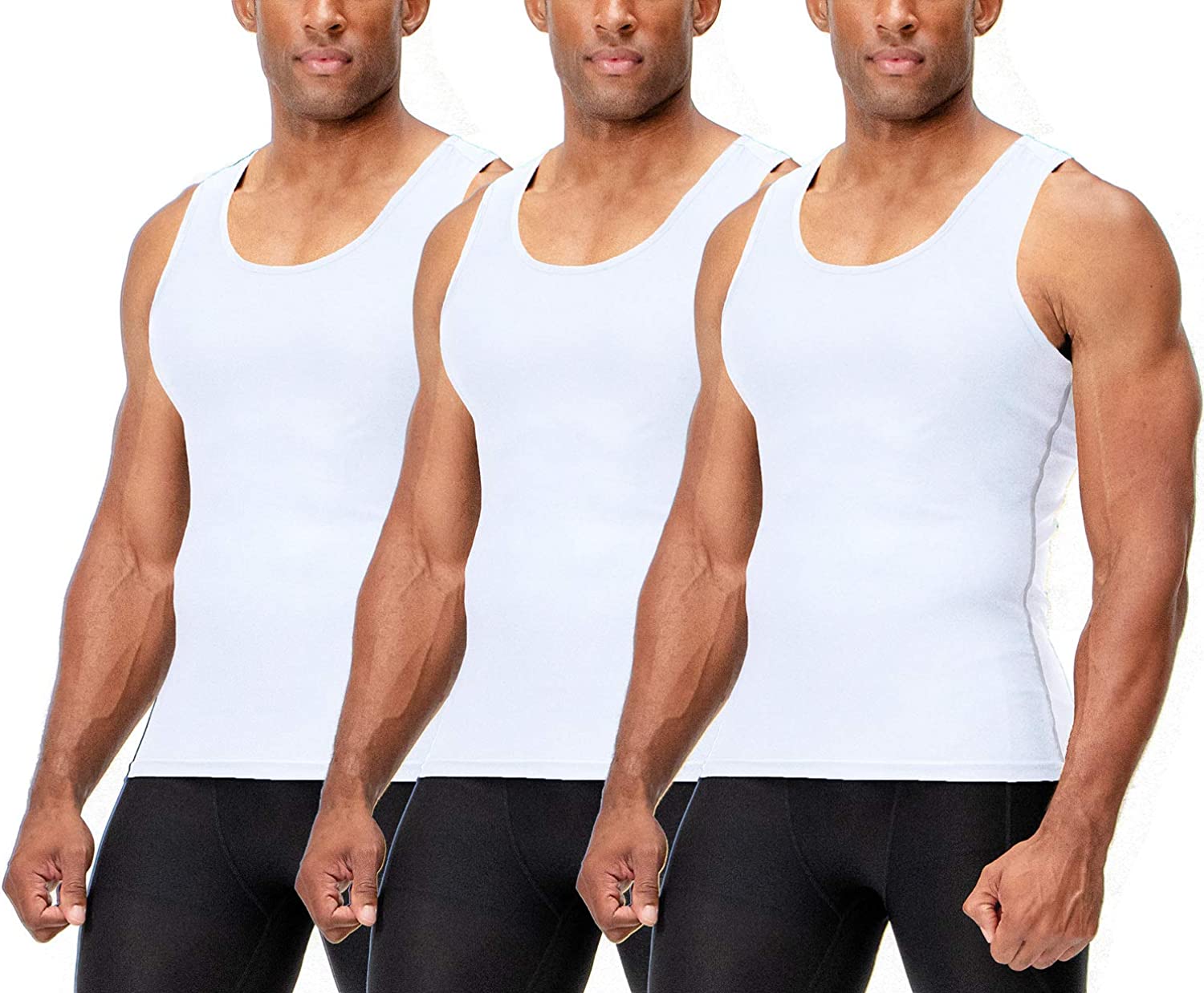 DEVOPS 2~3 Pack Men's Muscle Dri Fit Compression Tank Top