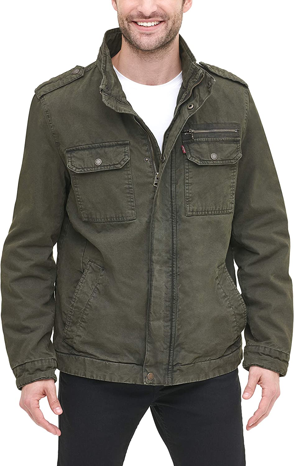 Levi's Men's Big & Tall Washed Cotton Military Jacket