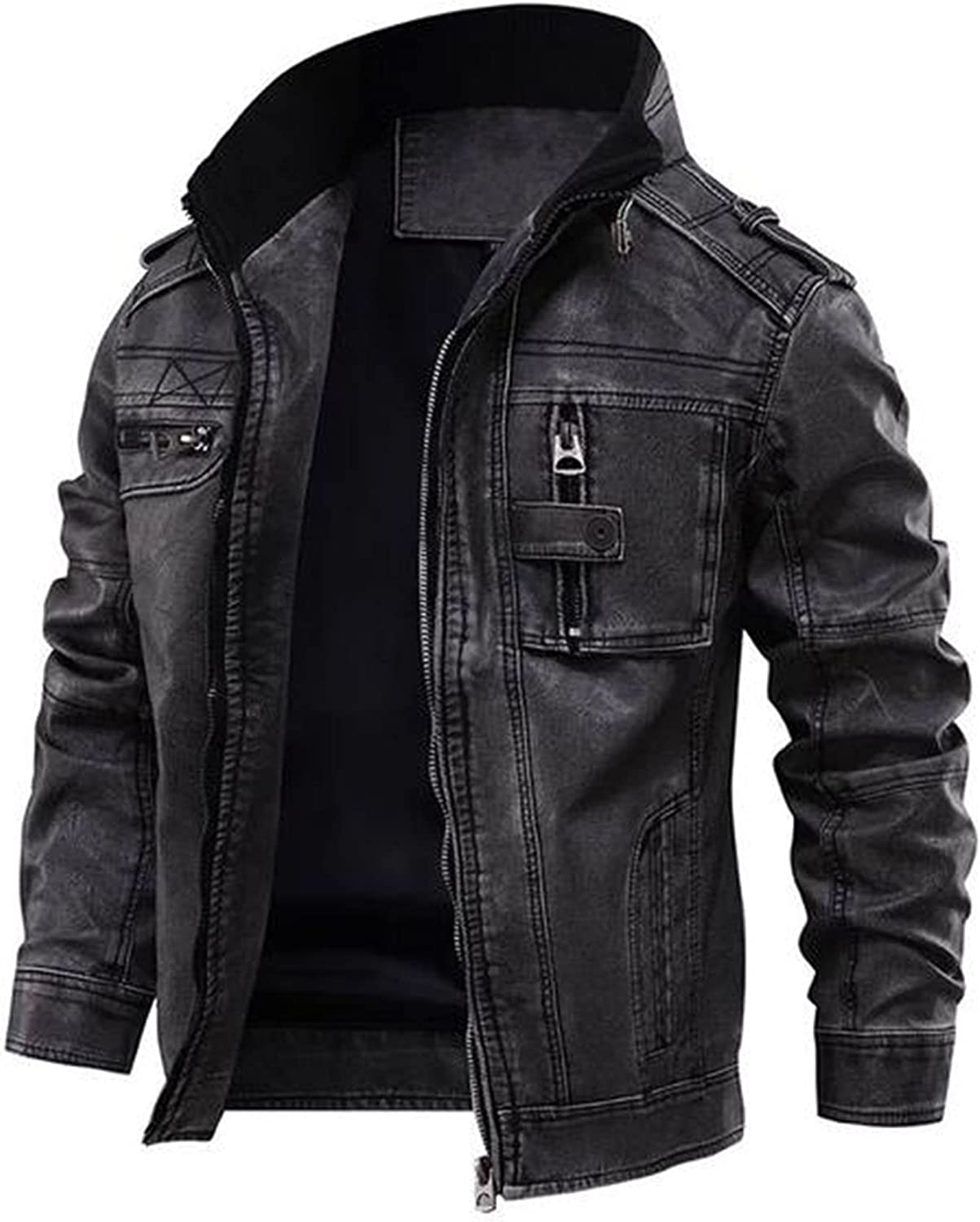 Biker Style Real Leather Jacket Men - Distressed Leather Motorcycle Jackets For Mens