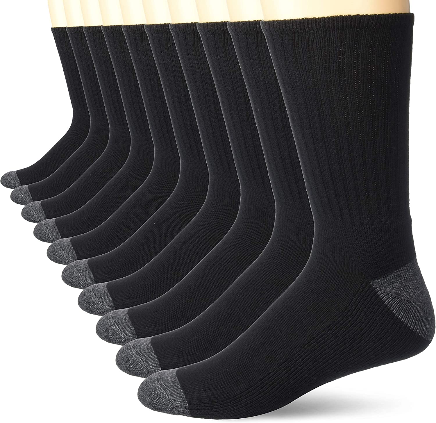 Amazon Essentials Men's Cotton Half Cushioned Crew Socks, Pack of 10