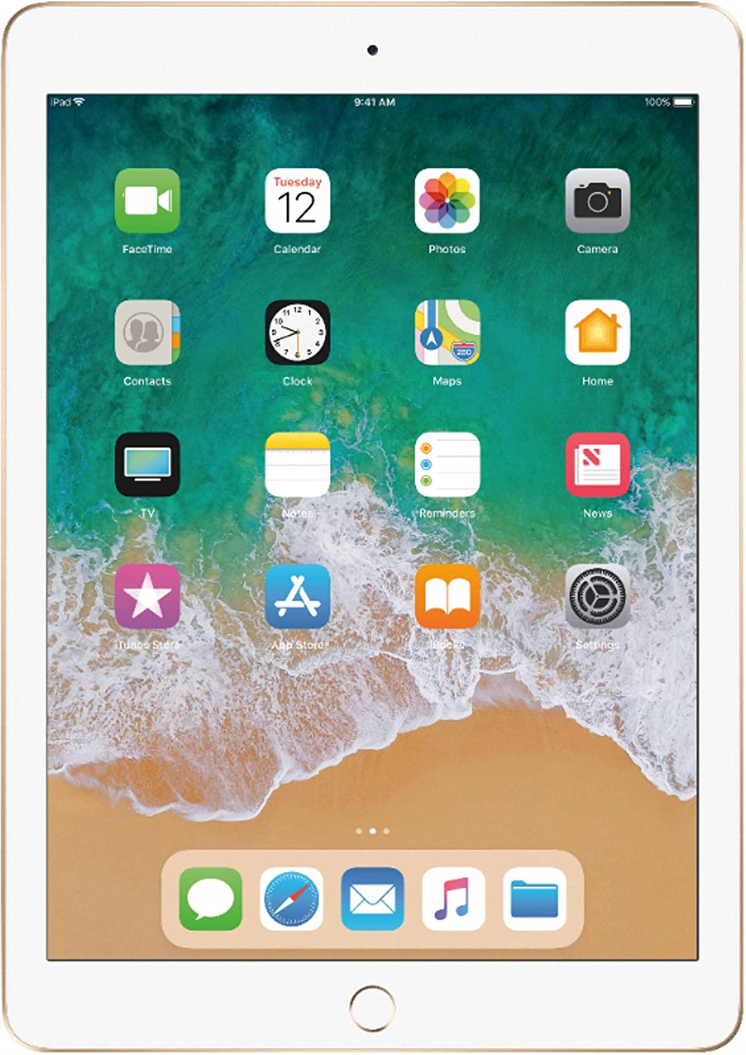 Apple iPad 9.7 with WiFi, 128GB- Gold (2017 Model) - (Renewed)