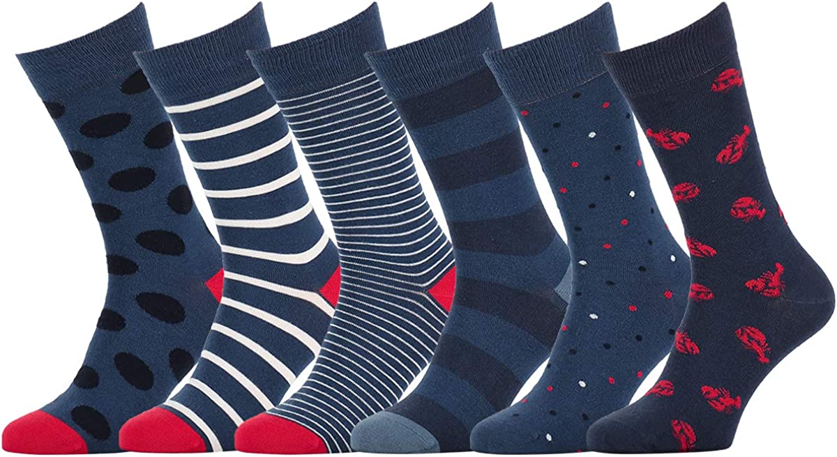 Easton Marlowe Mens Dress Socks - Fun Colorful Socks for Men - Cotton Patterned Fashion Mens Socks 6 Pack