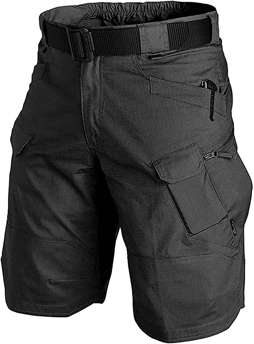 YAXHWIV Mens Tactical Shorts 11" Waterproof Cargo Shorts for Men Hiking Fishing Breathable Quick Dry Regular(NO Belt)