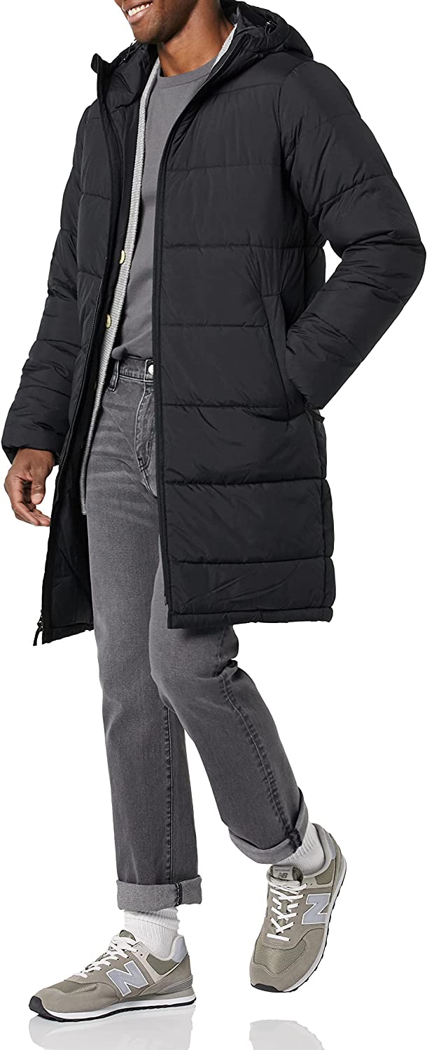 Amazon Essentials Men's Longer-Length Heavyweight Hooded Puffer Jacket