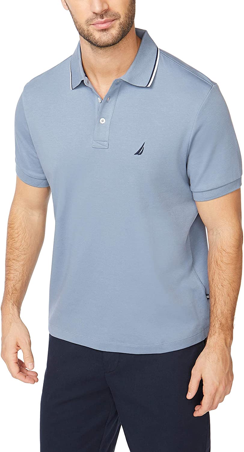 Nautica Men's Classic Fit Short Sleeve Dual Tipped Collar Polo Shirt