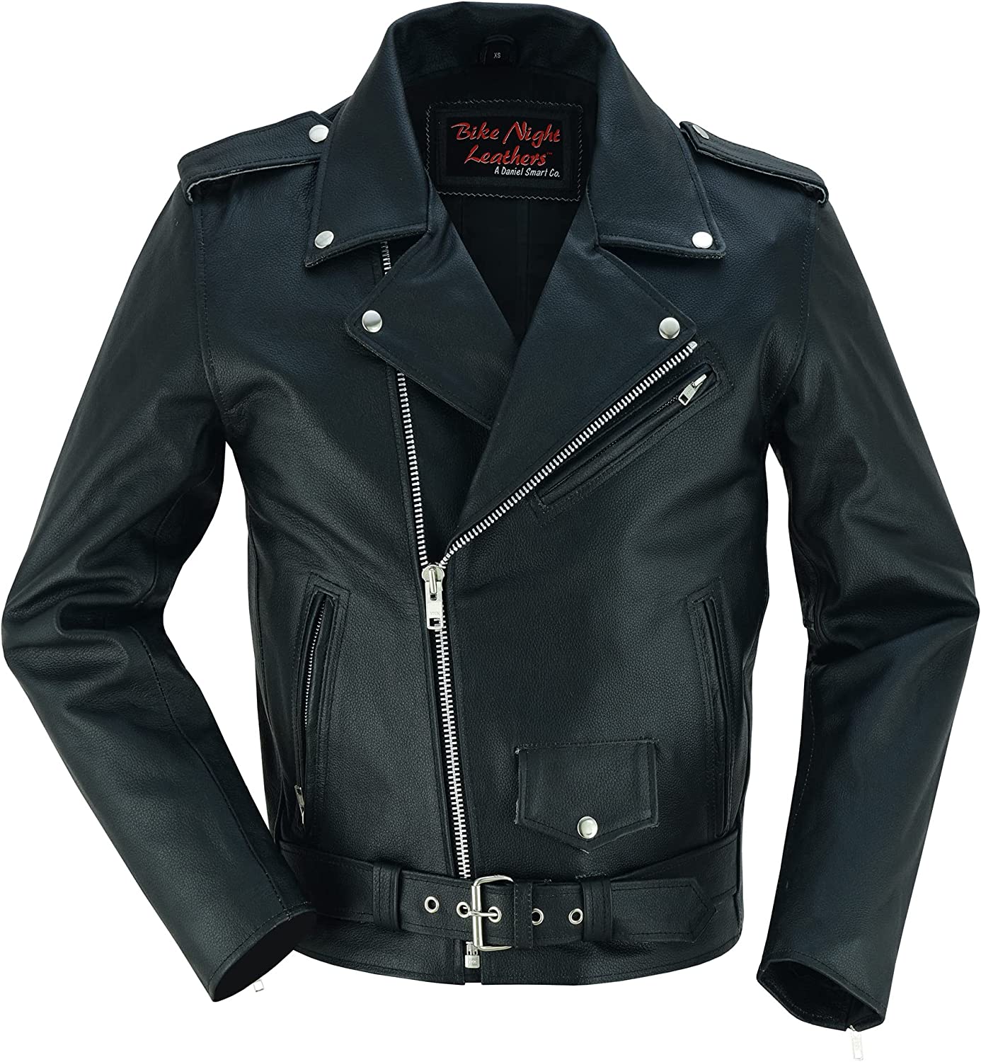 Daniel Smart Classic Men’s Leather Jacket - Economy Grade Cowhide Motorcycle Leather Jacket with Plain Sides & Armory Pockets