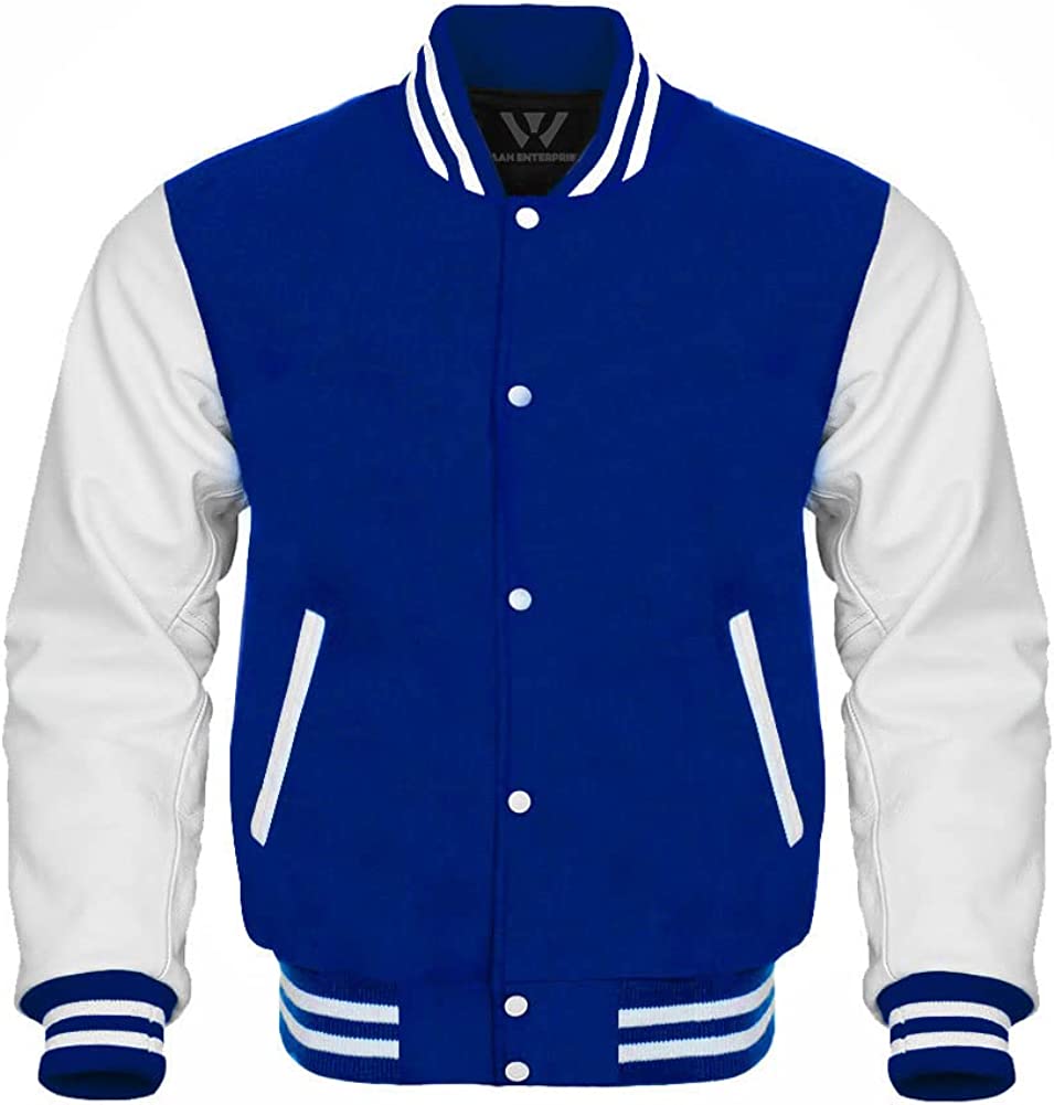 Baseball letterman Varsity Jackets Genuine Leather Sleeves Multi wool colors
