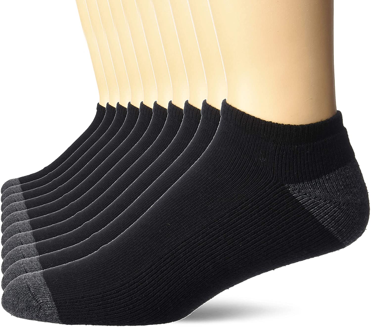 Amazon Essentials Men's Cotton Half Cushioned No-Show Socks, Pack of 10