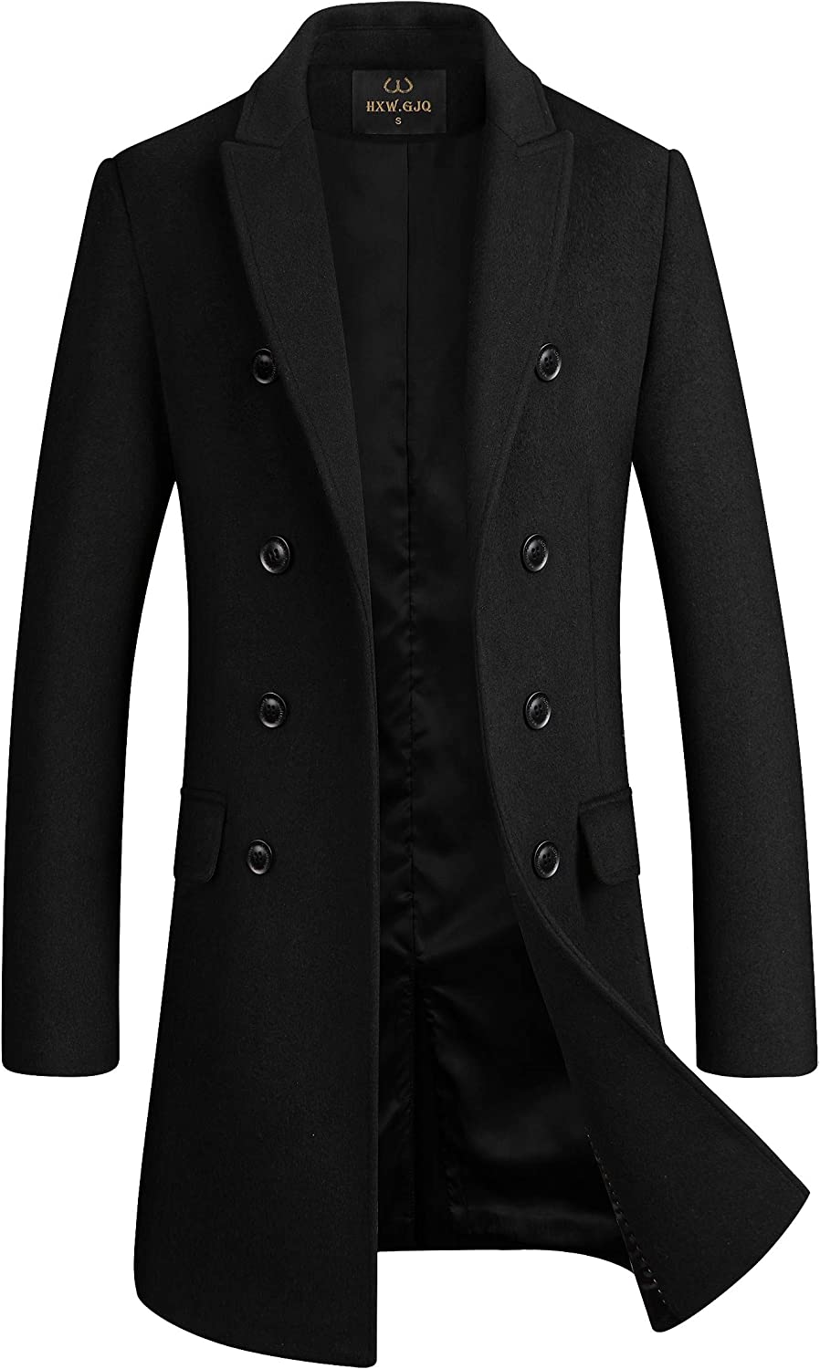 Men's Premium Wool Blend Double Breasted Long Pea Coat