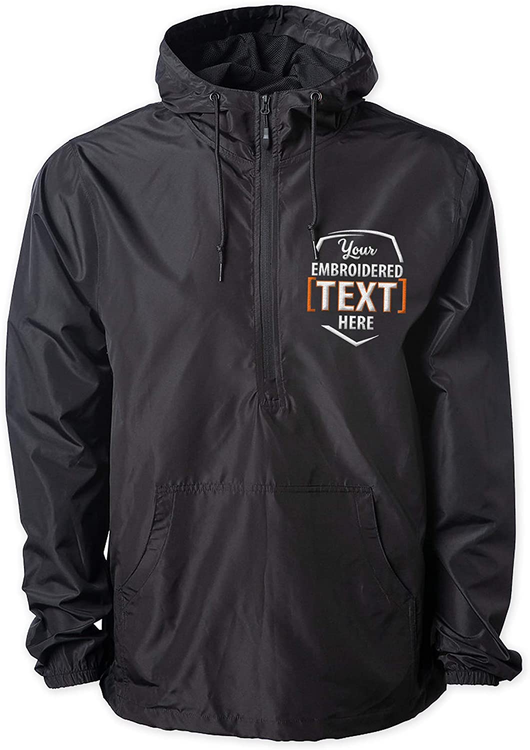 Custom Embroidered Windbreaker Half-Zip Jacket for Men Women Personalized Embroidery Rain Jacket