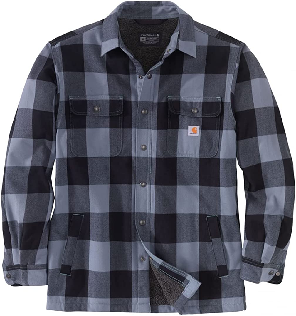 Carhartt Men's Relaxed Fit Heavyweight Flannel Sherpa-Lined Shirt Jacket