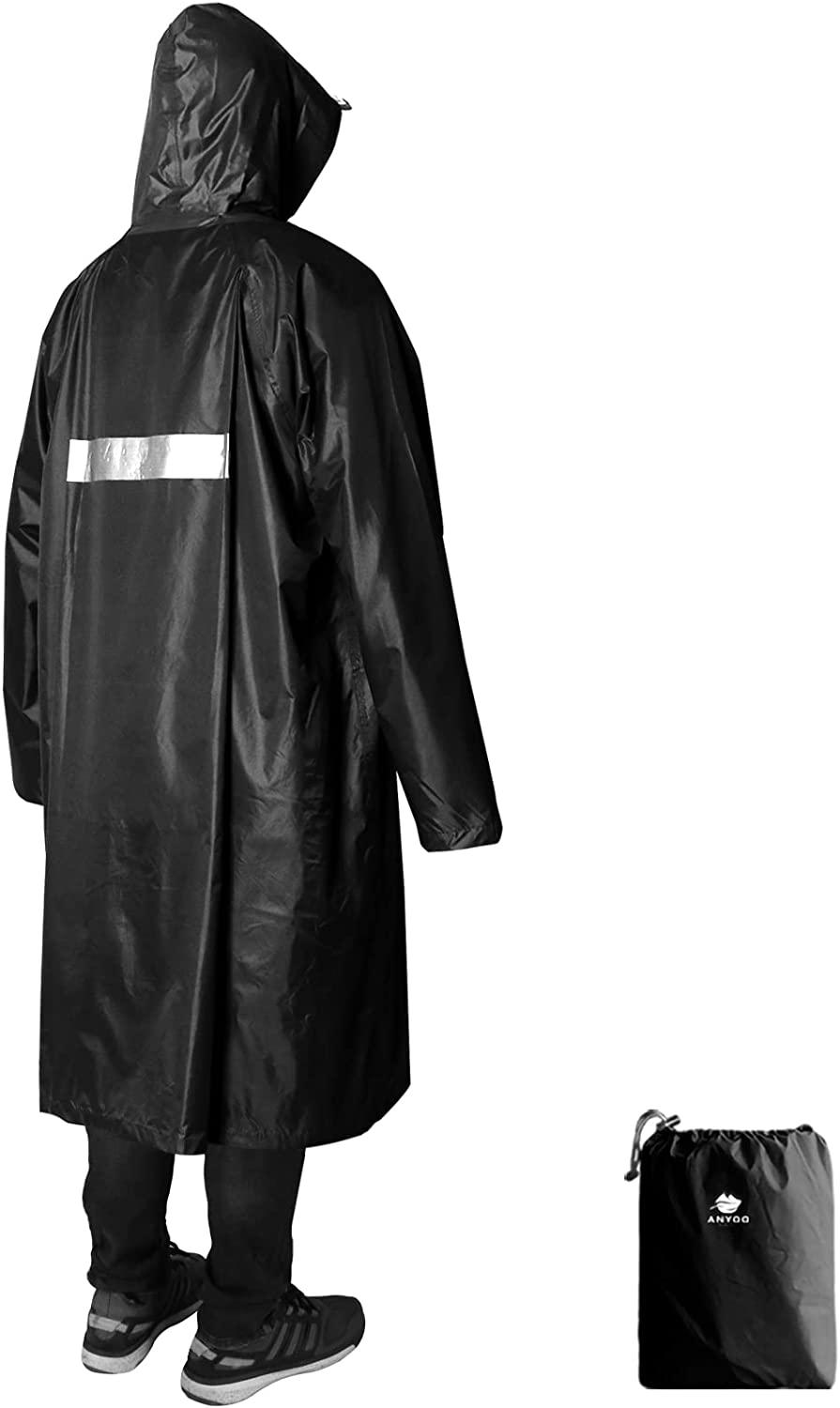 Anyoo Waterproof Rain Poncho Lightweight Reusable Hiking Hooded Coat Jacket for Outdoor Activities