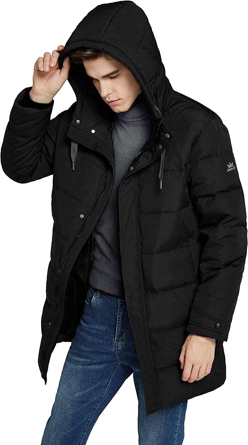 Orolay Men's Long Hooded Winter Down Jacket Warm Puffer Jacket