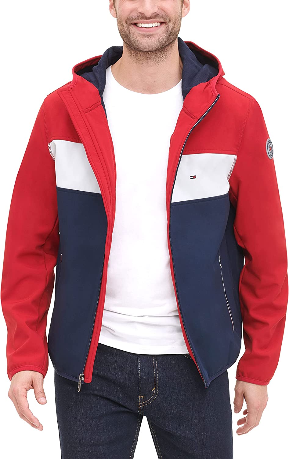 Tommy Hilfiger Men's Lightweight Water Resistant Breathable Hooded Performance Softshell Jacket