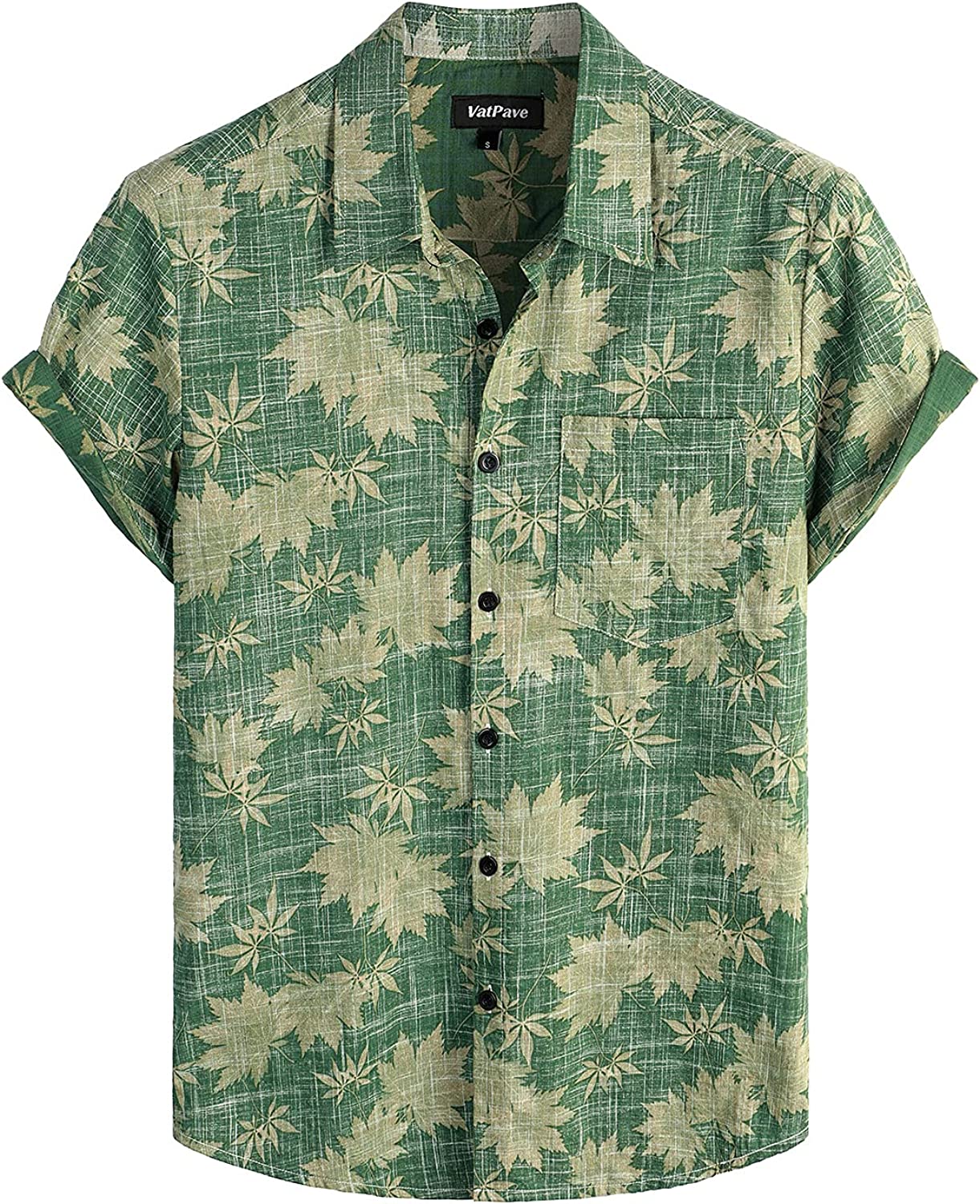 VATPAVE Mens Front Pocket Hawaiian Shirts Casual Short Sleeve Button Down Beach Shirts