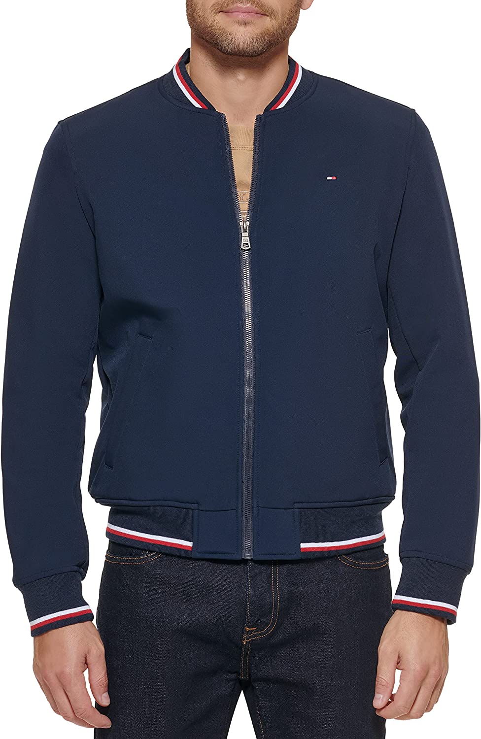 Tommy Hilfiger Men's Lightweight Varsity Rib Knit Bomber Jacket