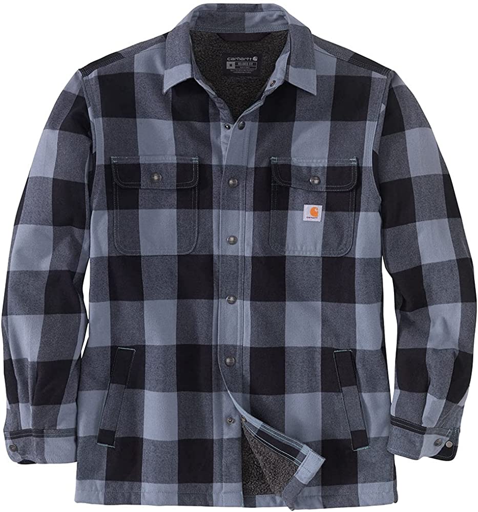 Carhartt mens Relaxed Fit Heavyweight Flannel Sherpa-lined Shirt Jacket
