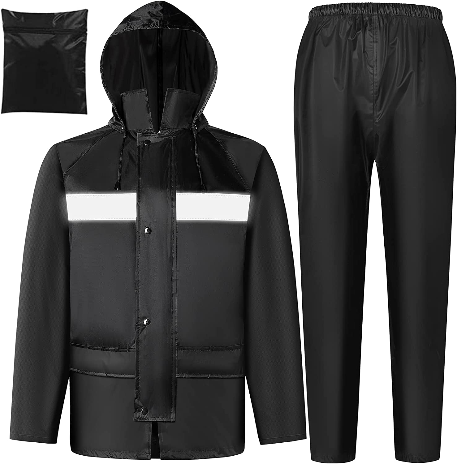 Rain Gear for Men Women Waterproof Lightweight Rain Suits Hideaway Hood Rain Jacket and Rain Pants for Outdoor Activities