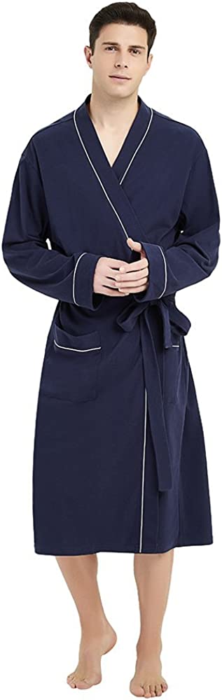U2SKIIN Mens Cotton Robe Lightweight Knit Bathrobe
