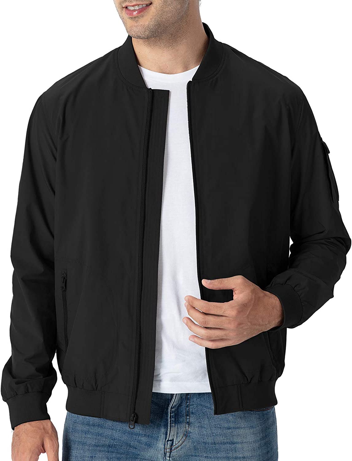 TBMPOY Men's Windproof Bomber Jackets Lightweight Running Windbreaker Outdoor Golf Fashion Coat