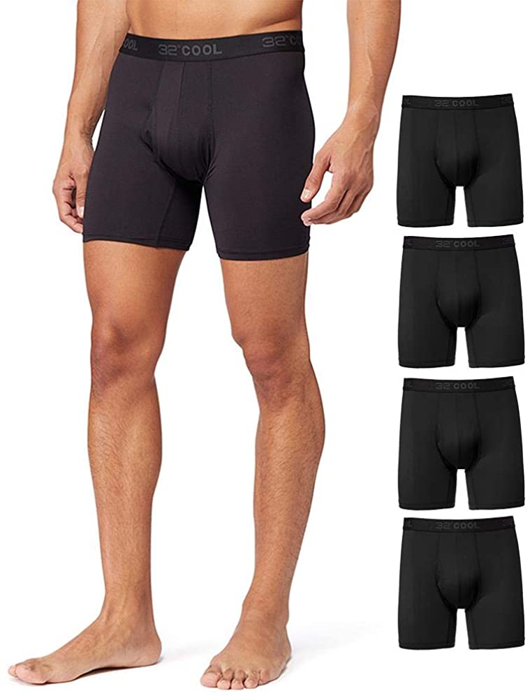 32 DEGREES COOL Mens 4-PACK Active Mesh Quick Dry Performance Boxer Brief