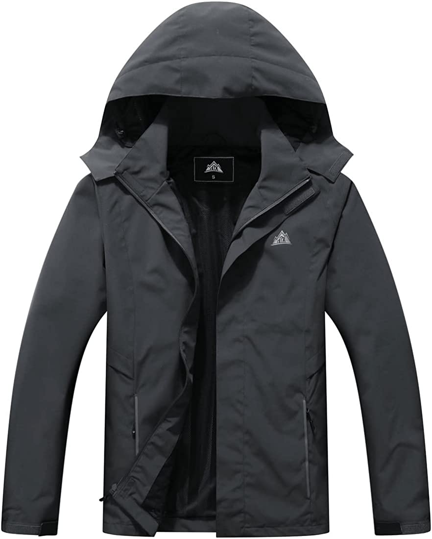 MOERDENG Men's Waterproof Rain Jacket Lightweight Hooded Spring Fall Raincoat for Hiking Travel Outdoor