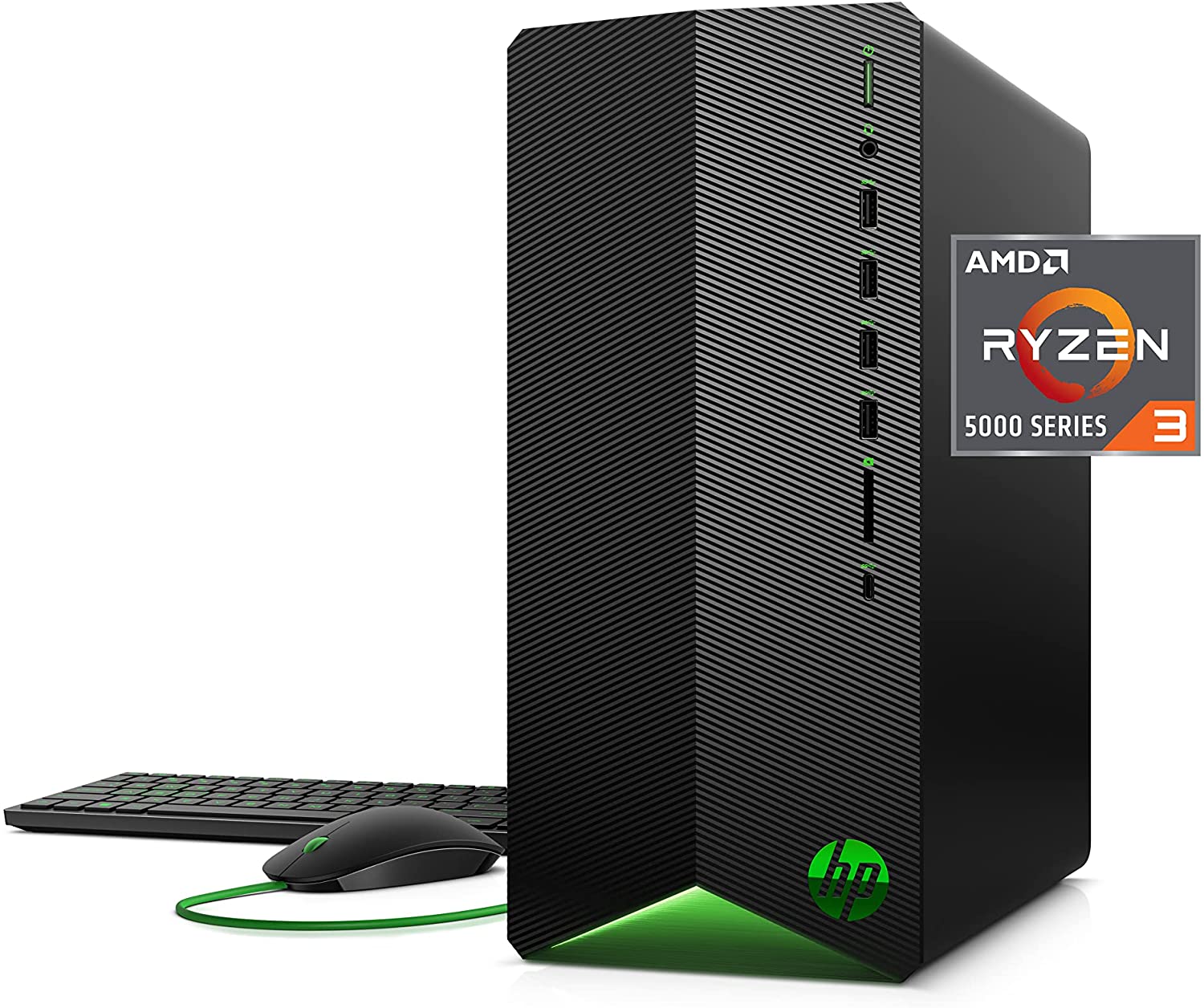 HP Pavilion Gaming Desktop, AMD Radeon RX 5500, AMD Ryzen 3 5300G Processor, 8 GB RAM, 512 GB SSD, Windows 11 Home, 9 USB Ports, Keyboard and Mouse Combo, Pre-Built PC Tower (TG01-2022, 2022)
