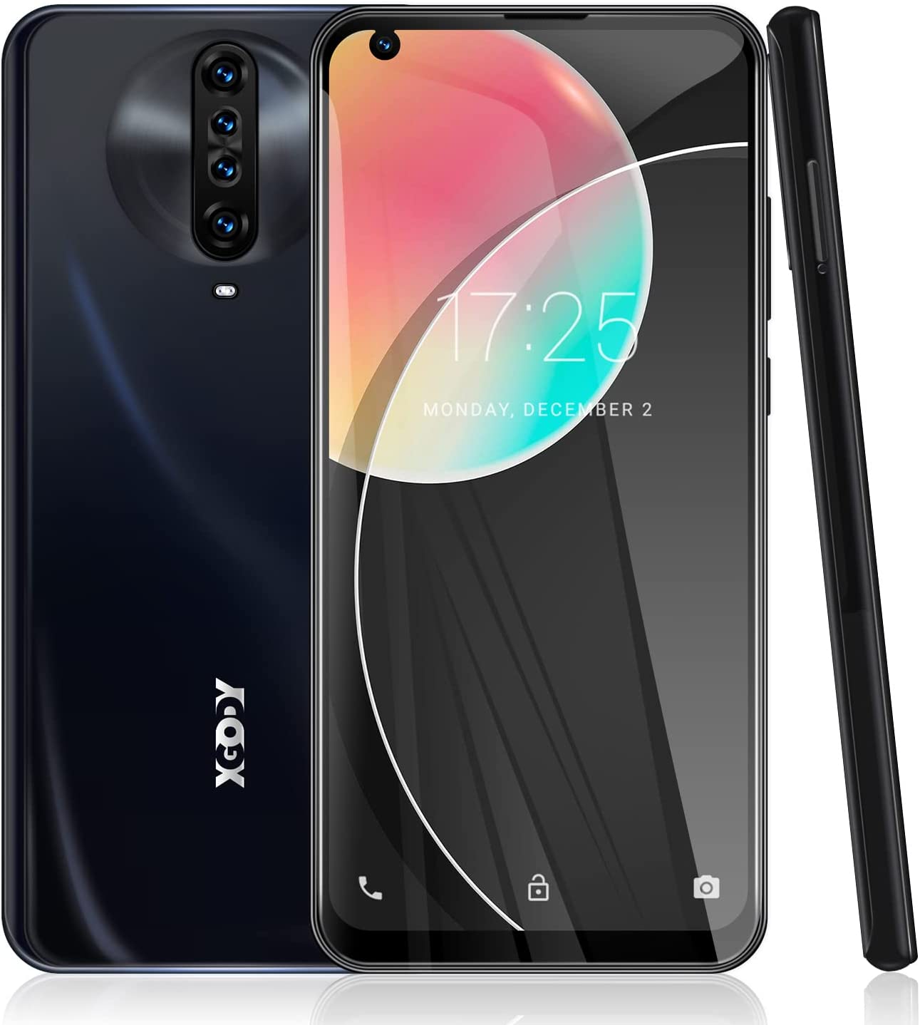 6.8 Inch Unlocked Smartphones, XGODY K30 Pro 4G Android 10.0 Cell Phone Cheap, Dual Sim Free Phones, Dual 5MP + 256GB Expandable Storage (Black)