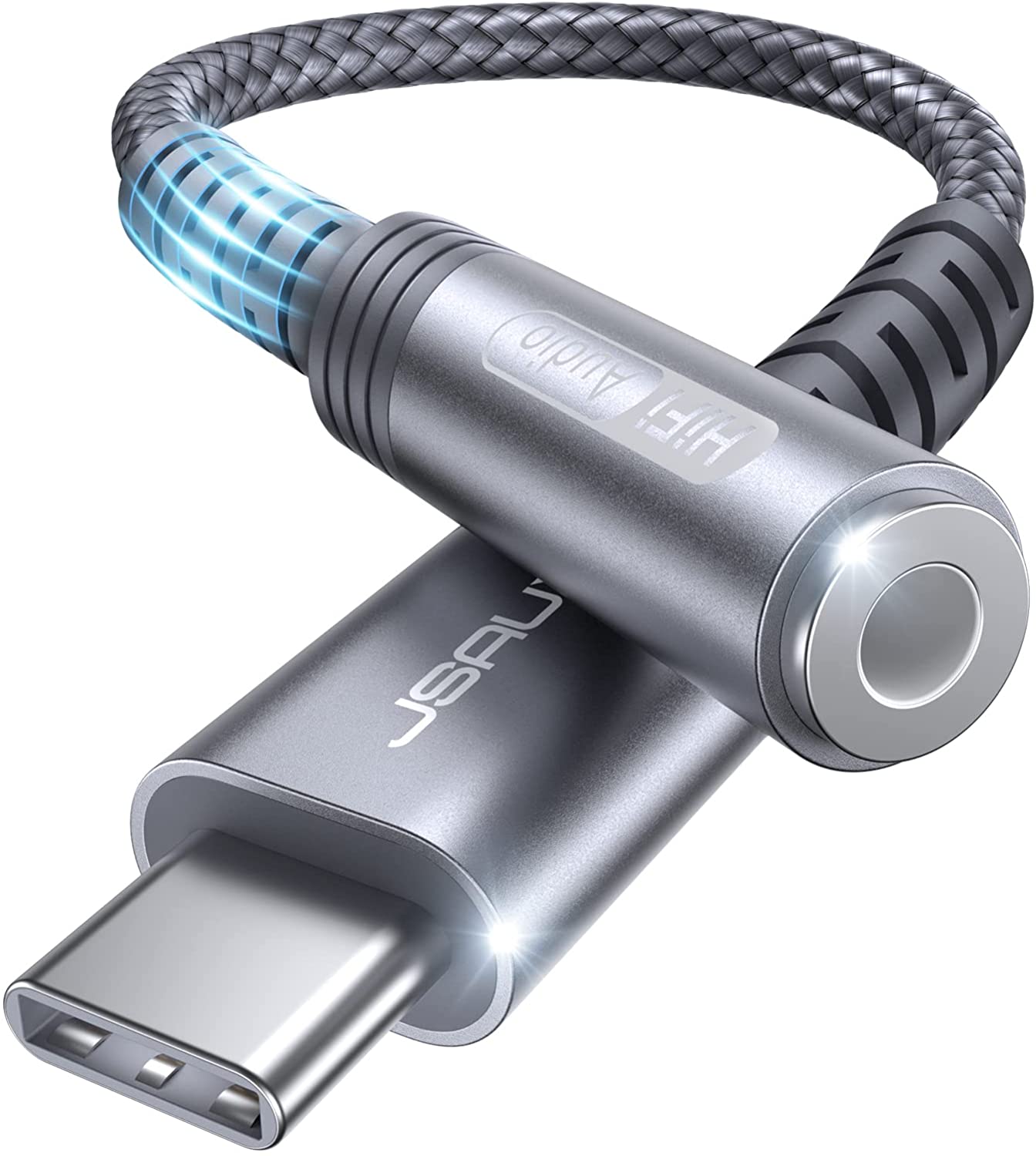 USB Type C to 3.5mm Female Headphone Jack Adapter, JSAUX USB C to Aux Audio Dongle Cable Cord Compatible with Samsung Galaxy S22 S21 S20 S10 S9 Plus/Ultra, Note 10, iPad Pro, MacBook, Pixel (Grey)