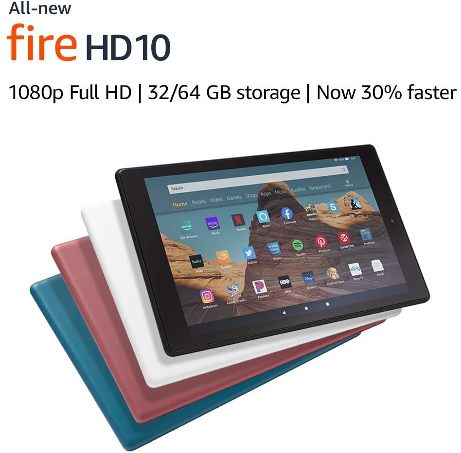 Certified Refurbished Fire HD 10 Tablet (10.1" 1080p full HD display, 32 GB) – Black (2019 Release)