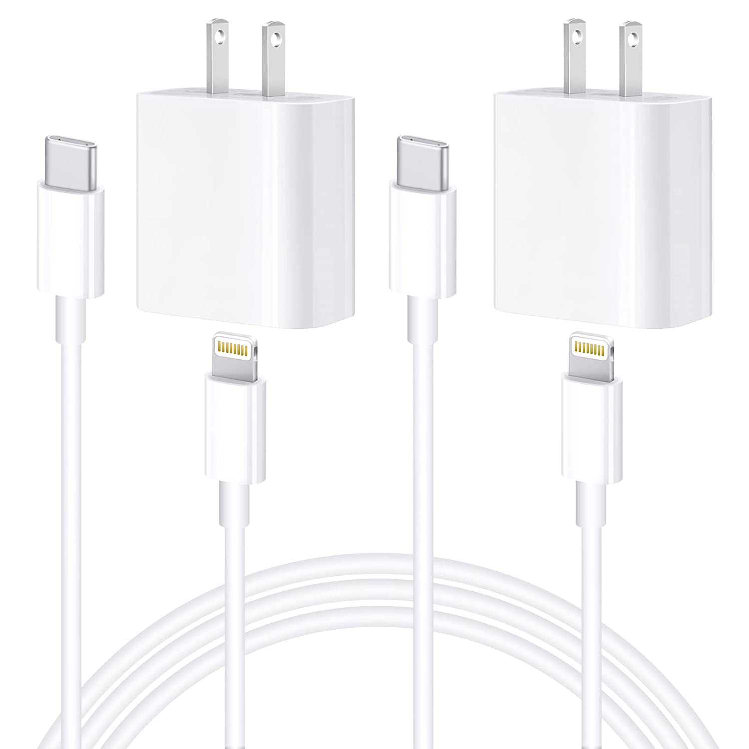 USB C Fast Charger,【Apple MFi Certified】2-Pack 20W USB C Fast Charger with 6FT USB C to Lightning Cable Compatible with iPhone 13/12 (Pro, Pro Max, Mini), 11/11 Pro Max/Xs Max, iPad, AirPods Pro