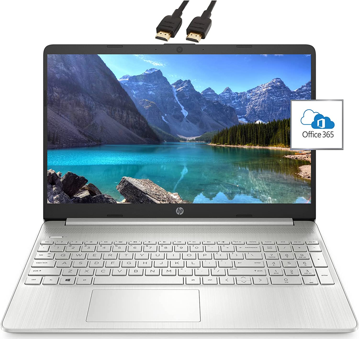 2022 HP Pavilion Premium Laptop , 15.6'' FHD Display, AMD Athlon N3050, 16GB RAM, 1TB SSD, Webcam, Thin & Portable, Office 365 1-Year, Long Battery Life, Windows 11, Natural Silver, ROKC HDMI Cable