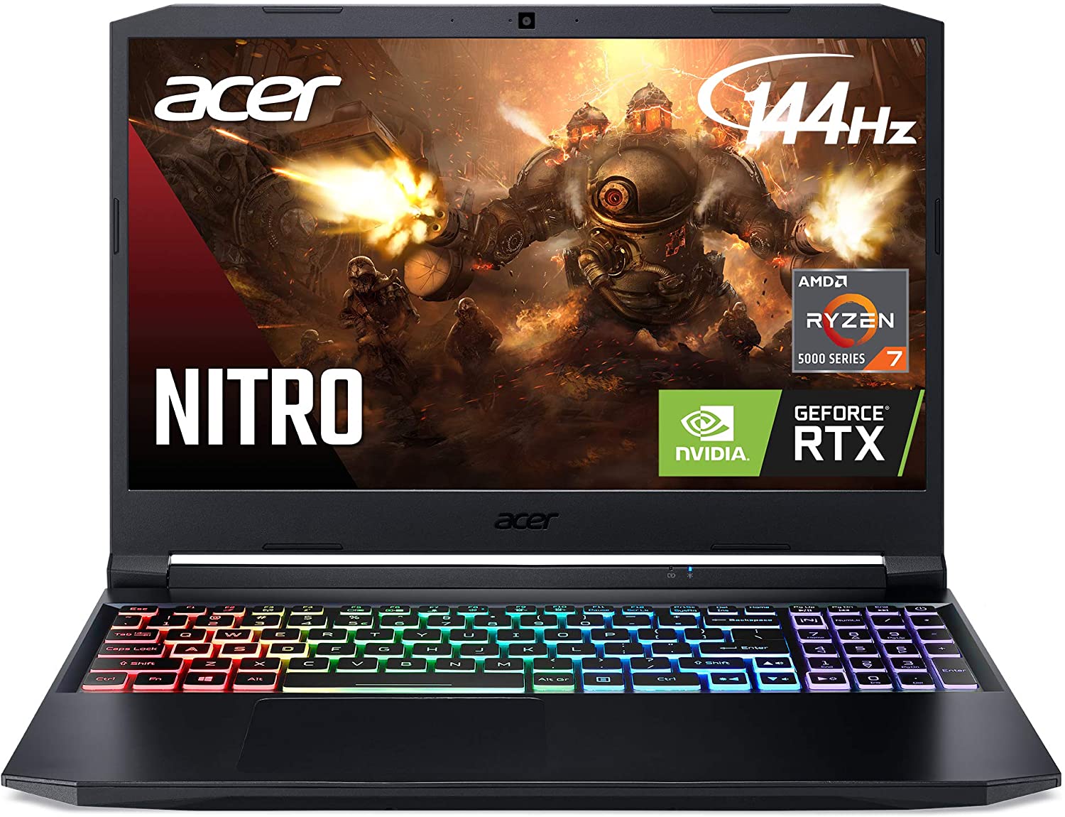 Acer Nitro 5 AN515-45-R92M Gaming Laptop, AMD Ryzen 7 5800H (8-Core) | NVIDIA GeForce RTX 3060 Laptop GPU |15.6" FHD 144Hz IPS Display | 16GB DDR4 | 512GB NVMe SSD | WiFi 6 | RGB Backlit Keyboard