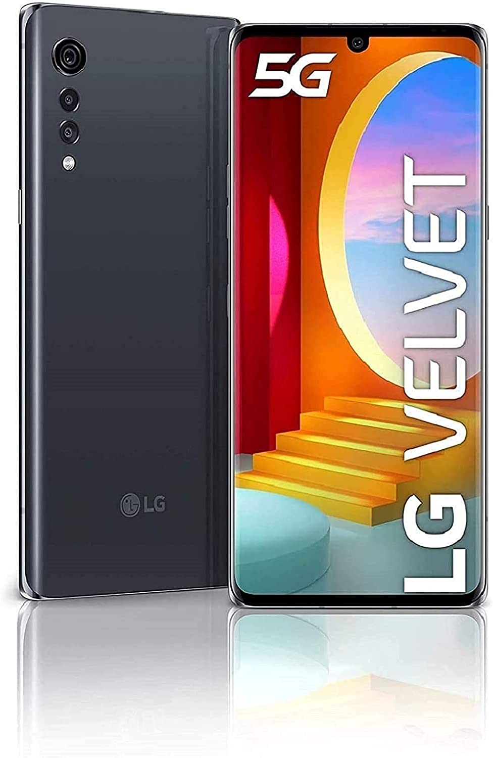LG Velvet (5G) 128GB (6.8 inch) Display 48MP Triple Camera LM-G900TM (T-Mobile/Sprint Unlocked) Phone - Aurora Grey (Renewed)