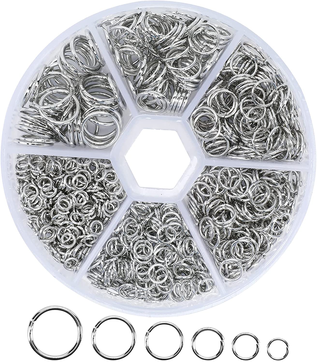 1000Pcs O Ring Connectors Metal Open Jump Rings Set 304 Stainless-Steel Jump Rings for Jewelry Making Connectors ( 4mm 5mm 6mm 7mm 8mm 10mm)