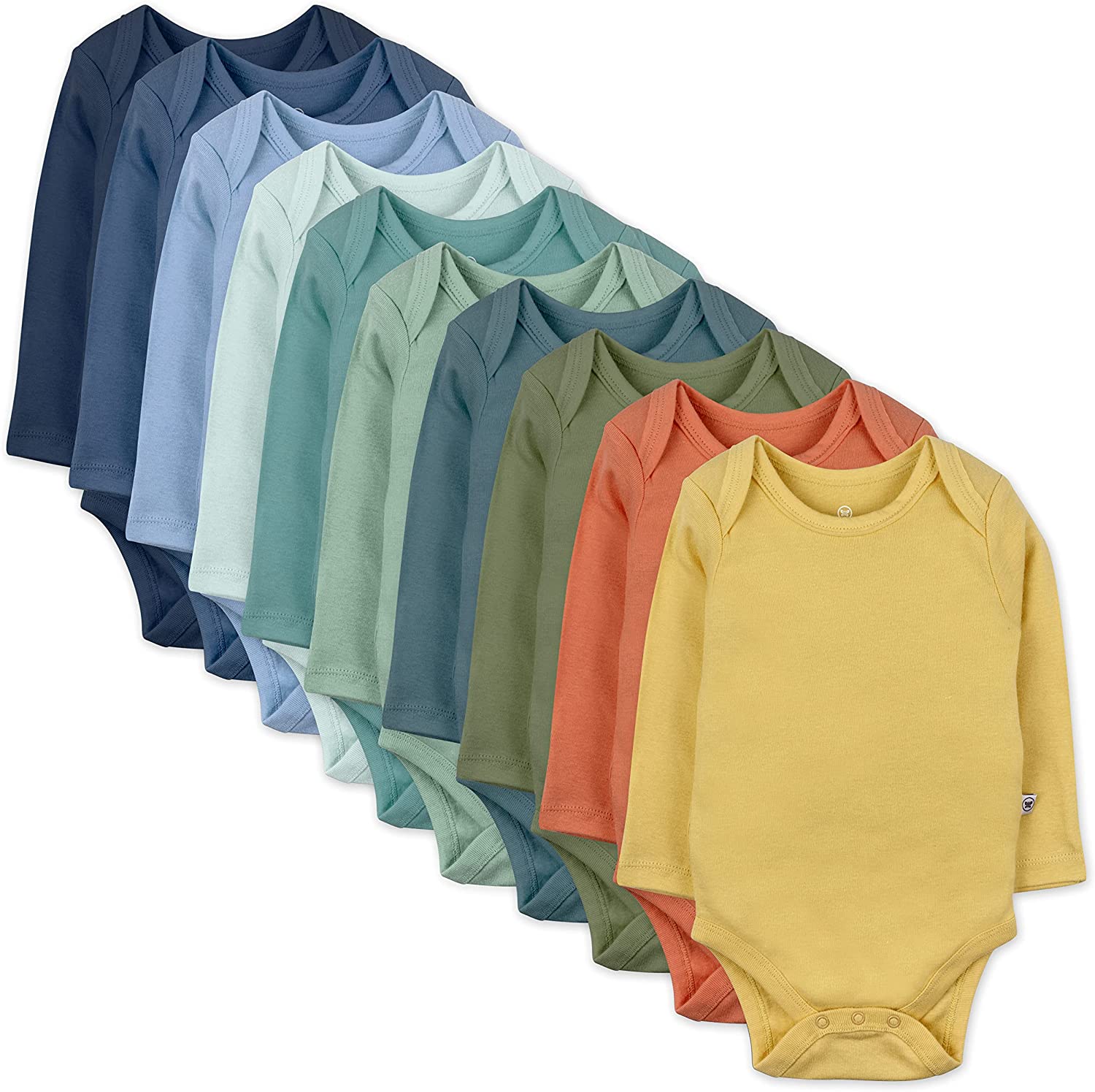 HonestBaby Baby 10-Pack Organic Cotton Long Sleeve Bodysuits