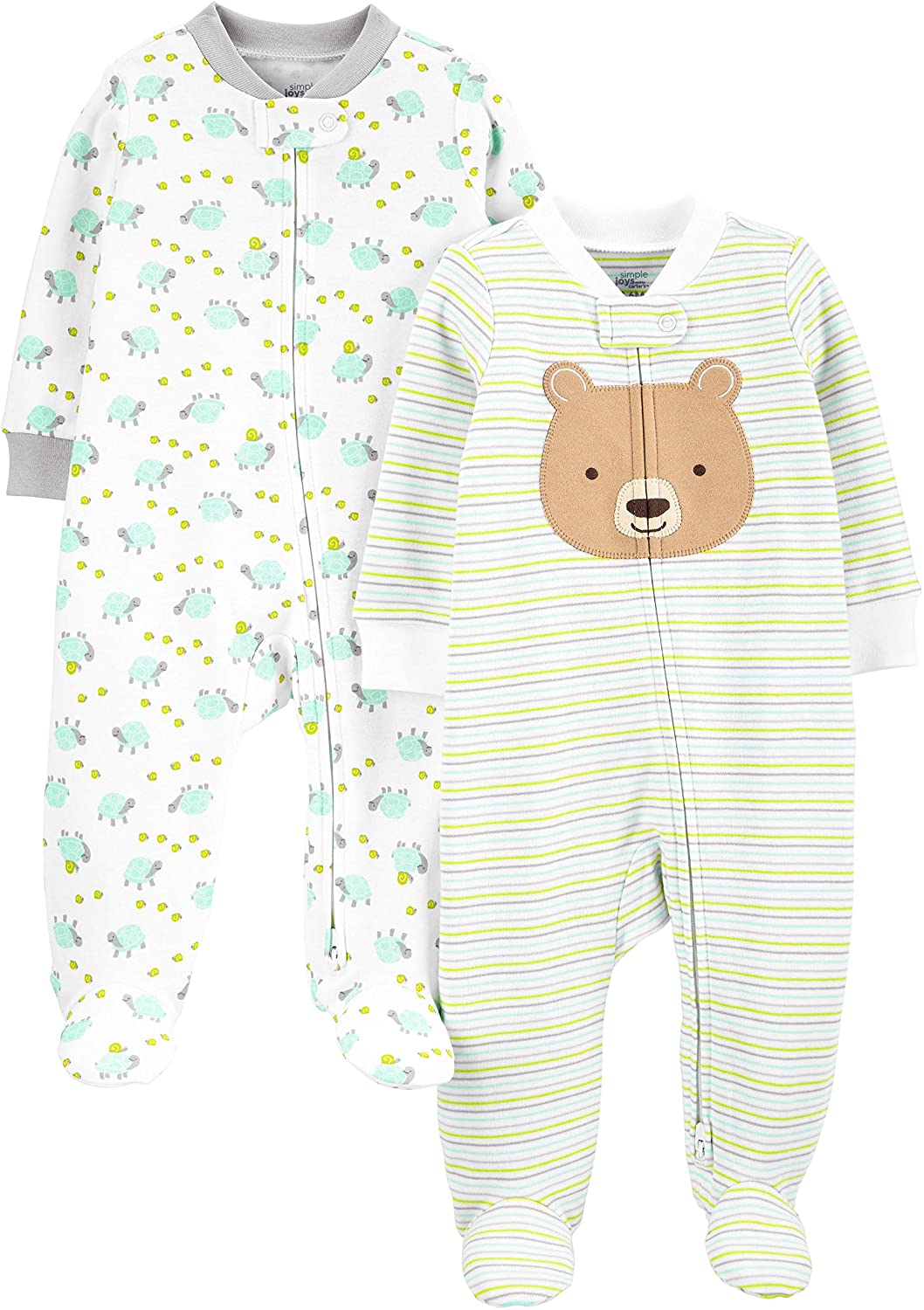 Simple Joys by Carter's Unisex Babies' Cotton Footed Sleep and Play, Pack of 2