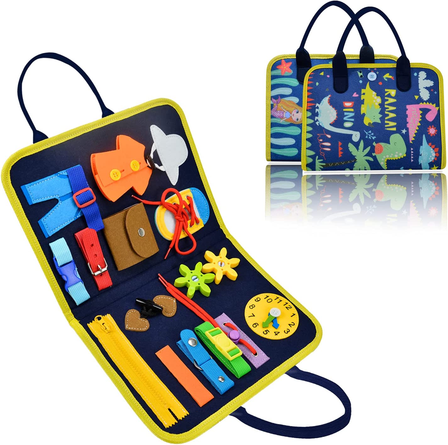 VARANO Busy Board, Montessori Toys Toddler Activity Sensory Board for Fine Motor Skills, Sensory Toys for Toddlers, Educational Travel Toys for Plane and Car, Gifts for 2-6 Year Old Boys & Girls