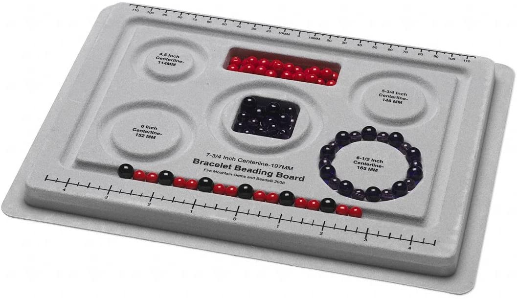 Bead board grey with flocking 10x7-1/2 inches with 5 round grooves for bracelets